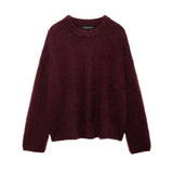 Women's Street Fashion Solid Color Round Neck Large Profile Sweater