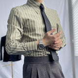 Полосатая универсальная рубашка с длинными рукавами в японском стиле в стиле ретро