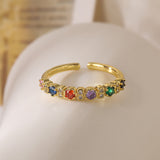 Affordable Luxury Fashion Copper Plated Real Gold Zircon Geometric Open Ring