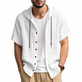Loose Shirt with Hood and Short Sleeves for Men