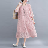 New Plus Size Women's Clothing Plump Girls Slimming Lace Dress