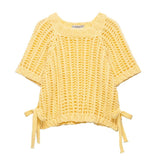 Women's Side Thick Needle Sweater With Trim