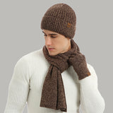 Thermal Knitting Hat Scarf And Gloves Three-piece Set
