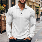 Men's Classic Casual American Lapel Button Long Sleeve