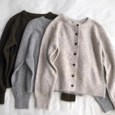 Retro Crew Neck Knitted Cardigan For Women