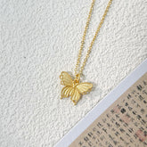 New Chinese Style Palace Style Filigree Butterfly Women's Necklace Ancient Style Alluvial Gold