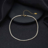 S925 Sterling Silver 2mm Single Row Full Zirconium Anklet