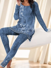 Ladies' Printed Long-sleeved Suit