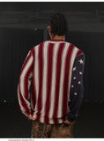 American Retro Flag XINGX Printed Striped Sweater Short Wide Long Sleeve Shirt