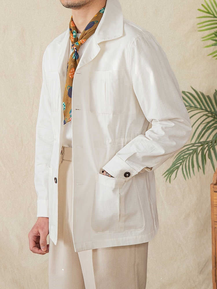 Повседневная легкая тонкая хлопковая куртка на шнурке с кубинским воротником в клетку Повседневная легкая тонкая хлопковая куртка на шнурке с кубинским воротником в клетку