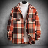 Men's flannel shirt with long sleeves made of thin brushed checkered and autumn-winter checkered