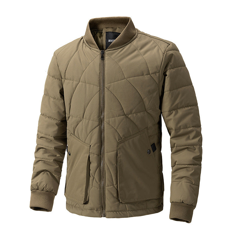 Stand Collar Simple Plaid Cotton-padded Coat Lightweight Warm Jacket Casual Trendy Stand Collar Simple Plaid Cotton-padded Coat Lightweight Warm Jacket Casual Trendy