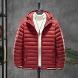 Men's jacket with cotton lining and removable hat for lightweight warmth