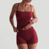 Sleeveless Backless Sexy Suspender Shorts Suit