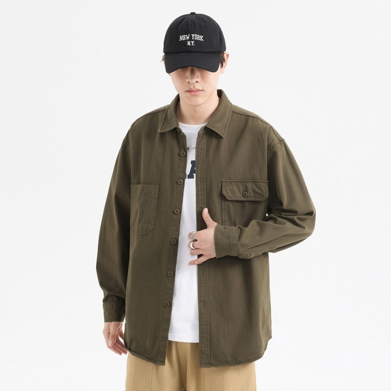 Oxford Cotton Hong Kong Style Double Pocket Trendy Loose Casual Men's Shirt Oxford Cotton Hong Kong Style Double Pocket Trendy Loose Casual Men's Shirt