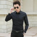 Белая рубашка мужская с длинным рукавом Slim Fit All-match Solid Color
