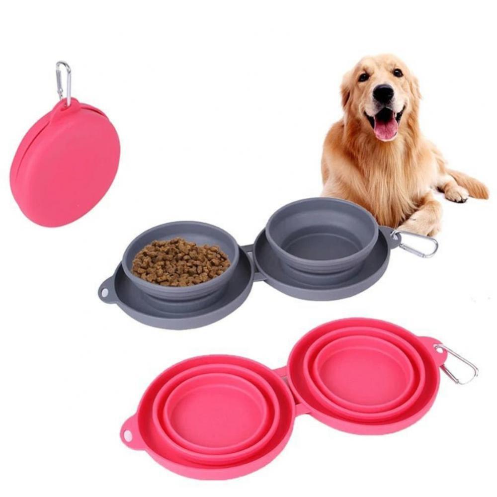 Rubber Foldable Double Bowl Pet Feeding Bowl Pets Supplies Dog Cat Bowls Rubber Foldable Double Bowl Pet Feeding Bowl Pets Supplies Dog Cat Bowls