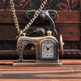 Vintage Necklace Pendant Watch Sewing Machine Shape