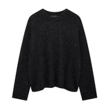 Women's Street Fashion Solid Color Round Neck Large Profile Sweater