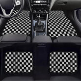 Checkerboard Car Foot Mat Dustproof Easy To Care Car Universal