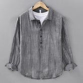 Casual Crinkled Linen Pullover Shirt
