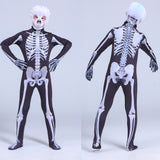 Halloween Skeleton Costume Scary Skeleton Skull Costume Jumpsuit Carnival Party Clothing