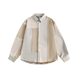 Замшевая куртка с длинными рукавами в стиле пэчворк с неровным контрастным цветом