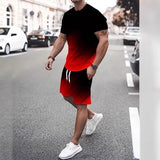 Summer Fashion Trend 3D Digital Printing Men's Short Sleeve Shorts Suit
