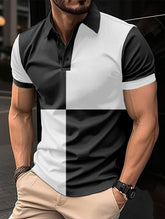 Casual Sports Short Sleeve Polo Shirt With Color Stitching Men's Clothing