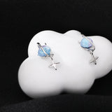 Planet Falling Blue Dream Earrings Metal