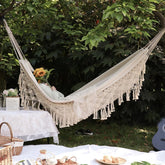 Large 2 Person Hammock Boho Style Brazilian Macrame Fringed Deluxe Double Hammock Net Swing Chair Indoor Hanging Swing