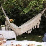 Large 2 Person Hammock Boho Style Brazilian Macrame Fringed Deluxe Double Hammock Net Swing Chair Indoor Hanging Swing