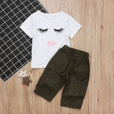 Pudcoco Girl Set 6M-4Y Kid Baby Girls Eyelash Tops T-shirt Pants Leggings Outfits Set Clothes