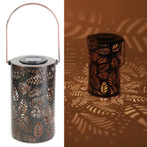 Solar Outdoor Waterproof Wrought Iron Hollow Projection LED Lawn Garden Chandelier