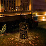 Solar Outdoor Waterproof Wrought Iron Hollow Projection LED Lawn Garden Chandelier