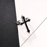 Vintage Black Big Cross Ring For Women Party Jewelry Men Trendy Gothic