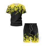 Men's Rrinted Sports Suit Smmer Short-Sleeved T-Shirt Men's Clothes Running Short Loose Casual Fitness Sportswear