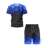 Men's Rrinted Sports Suit Smmer Short-Sleeved T-Shirt Men's Clothes Running Short Loose Casual Fitness Sportswear