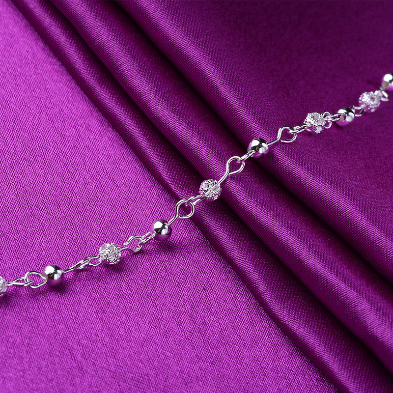 Silver Anklets 925 Fashion Silver Jewelry Hollow Beads Anklet for Women Girls Friend Foot Barefoot Leg Jewelry Silver Anklets 925 Fashion Silver Jewelry Hollow Beads Anklet for Women Girls Friend Foot Barefoot Leg Jewelry