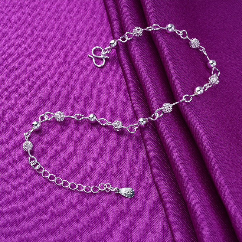 Silver Anklets 925 Fashion Silver Jewelry Hollow Beads Anklet for Women Girls Friend Foot Barefoot Leg Jewelry Silver Anklets 925 Fashion Silver Jewelry Hollow Beads Anklet for Women Girls Friend Foot Barefoot Leg Jewelry