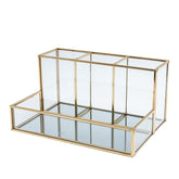 Glass Makeup Organizer Bathroom Cosmetic Organizer With Gold