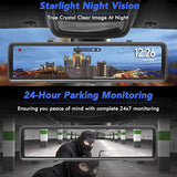 Streaming Media Car DVR Loop Recording Front And Rear Lens 1080P2K 12 Inch LCD Display Black Night Vision Full Touch Screen