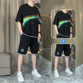 New Short-sleeved T-shirt Fashion Sports Suit Men's Round Neck Bottoming Shirt A Set Of Tops Pants