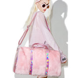 Laser Symphony Faux Fur Plush Oversized Travel Bag Luggage Bag Large Capacity Tote