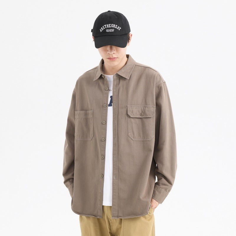 Oxford Cotton Hong Kong Style Double Pocket Trendy Loose Casual Men's Shirt Oxford Cotton Hong Kong Style Double Pocket Trendy Loose Casual Men's Shirt