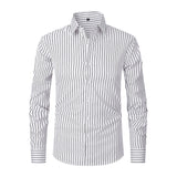 Men's Striped All-matching Ice Silk Long Sleeve Shirt