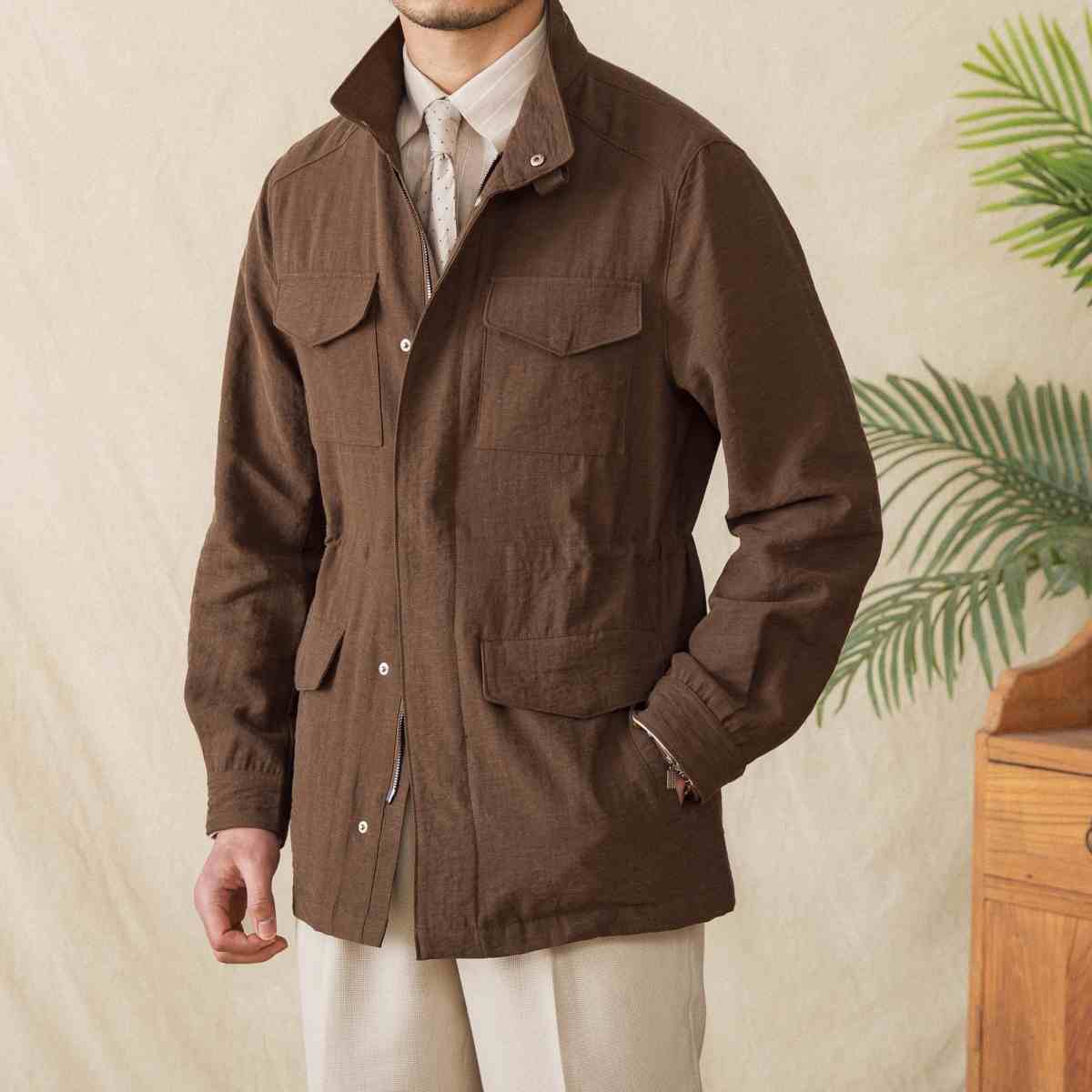 Куртка с воротником-стойкой из льна, дышащая, Gentry Safari, куртка, пальто Куртка с воротником-стойкой из льна, дышащая, Gentry Safari, куртка, пальто