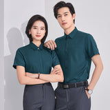 Bamboo fiber short sleeve shirt no ironing elastic