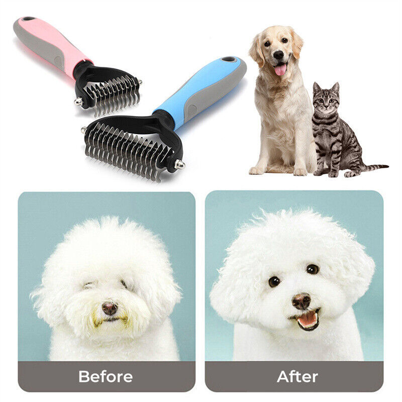 Grooming Brush For Pet Dog Cat Deshedding Tool Rake Comb Fur Remover Reduce 2-Side Dematting Tool For Dogs Cats Pets Grooming Brush Double Sided Shedding And Dematting Undercoat Rake Hair Removal Comb Grooming Brush For Pet Dog Cat Deshedding Tool Rake Comb Fur Remover Reduce 2-Side Dematting Tool For Dogs Cats Pets Grooming Brush Double Sided Shedding And Dematting Undercoat Rake Hair Removal Comb