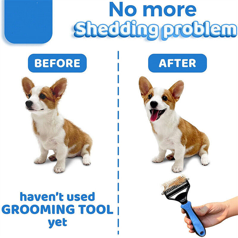 Grooming Brush For Pet Dog Cat Deshedding Tool Rake Comb Fur Remover Reduce 2-Side Dematting Tool For Dogs Cats Pets Grooming Brush Double Sided Shedding And Dematting Undercoat Rake Hair Removal Comb Grooming Brush For Pet Dog Cat Deshedding Tool Rake Comb Fur Remover Reduce 2-Side Dematting Tool For Dogs Cats Pets Grooming Brush Double Sided Shedding And Dematting Undercoat Rake Hair Removal Comb